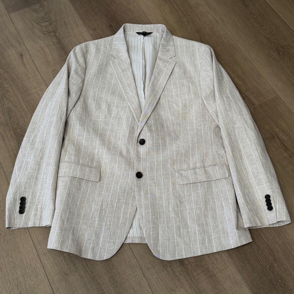 Banana‎ Republic Men Beige Linen Cotton Blazer Sport Jacket 44R 2 Button Lined - Picture 2 of 15